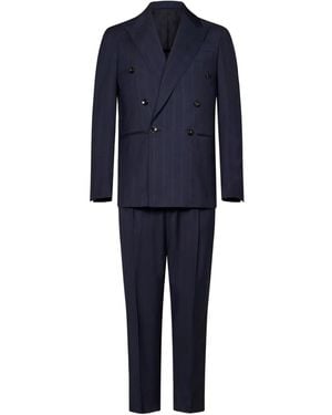 Franzese Collection Pinstripe Double-Breasted Suit - Blue