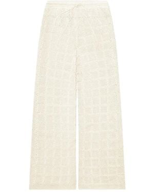 Calle Del Mar Grid-Pattern Knit Trousers - White
