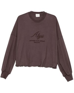 Alysi Logo-Embroidered Elasticated-Hem Sweatshirt - Purple