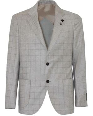Lardini Prince-Of-Wales-Check Blazer - Gray