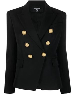 Balmain Double-Breasted Wool Blazer - Black