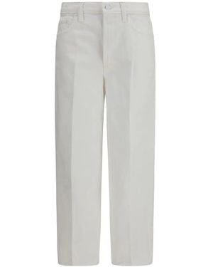 Mother Rabbit Hole Cropped Jeans - White