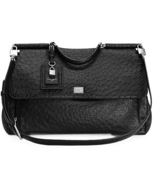 Dolce & Gabbana My Sicily Handtas Van Struisvogelleer - Zwart