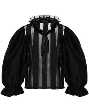 BATSHEVA Kier Sheer-Panelled Blouse - Black