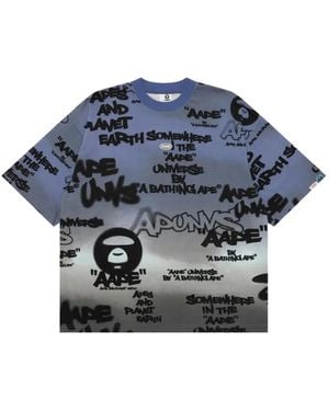 Aape By A Bathing Ape Graffiti-Print T-Shirt - Blue