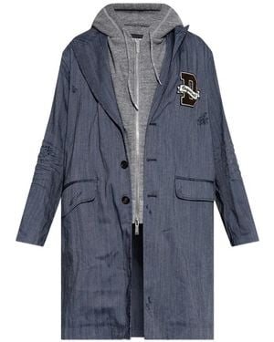 DSquared² Distressed Ripepd Coat - Blue