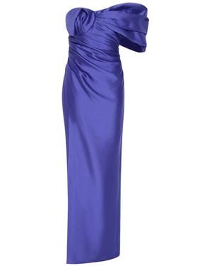 Rachel Gilbert Marlo Ruched Off-Shoulder Gown - Blue