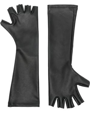 MITILIANE COUTURE Fingerless Leather Midi Gloves - Black