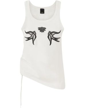 Pinko Crocchetta Gathered Tank Top - White