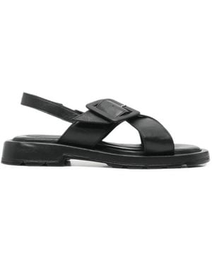 SERGIO MORETTI FIRENZE Buckle-Detail Slingback Flat Sandals - Black