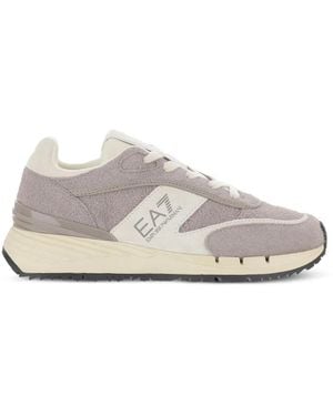 EA7 Panelled Suede Sneakers - White