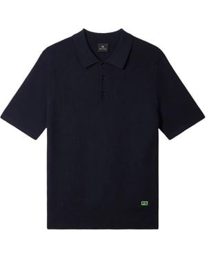 Paul Smith Textured Cotton Knitted Polo Shirt - Blue
