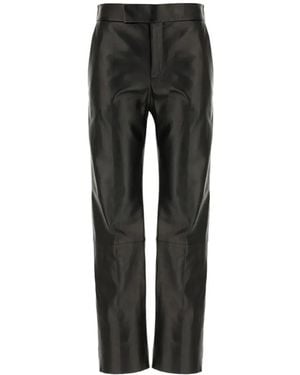 Alberta Ferretti Straight-Leg Leather Pants - Black