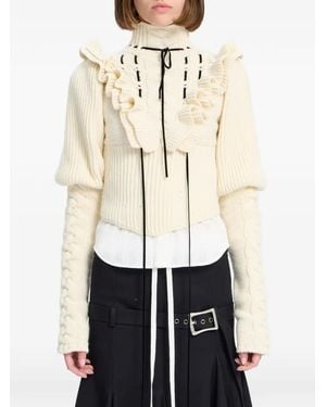Ann Demeulemeester Ruffled Cable-Knit Jumper - Natural