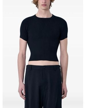 Rier Ribbed Cropped T-Shirt - Blue