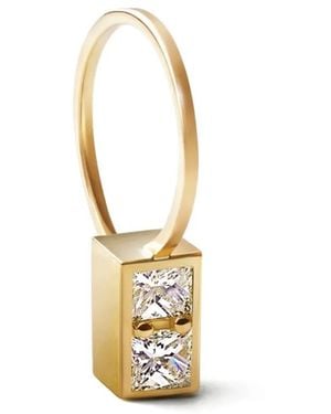Shihara Eckige Creole Mit Diamanten - Mettallic