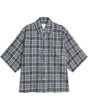 New Amsterdam Chemise À Carreaux À Manches Trois-Quarts - Gris