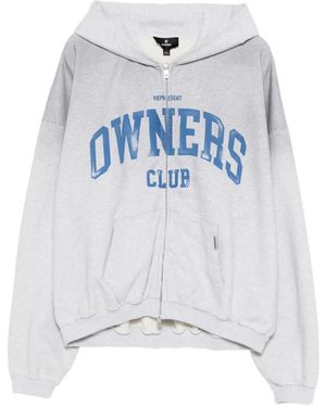 Represent Owners Club Zip Through Hoodie - White