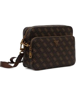 Guess Milano Monogram-Pattern Messenger Bag - Black