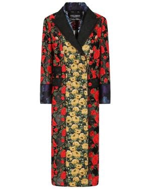Dolce & Gabbana Cappotto Con Motivo A Fiori - Nero