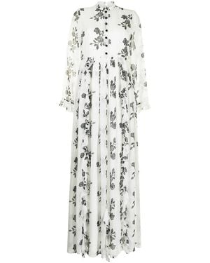 Macgraw Rose Ruffle Trim Long Dress - White