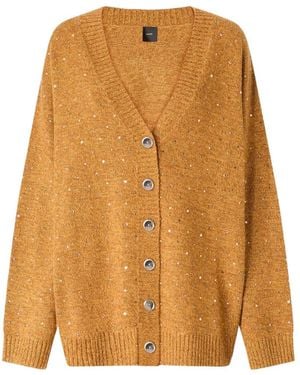 Pinko Crystal-Embellished V-Neck Cardigan - Orange
