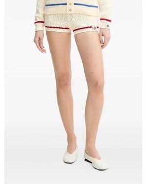 Bally Open-Knit Stripe-Detail Shorts - White