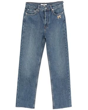 Maje Bow-Embellished Straight-Leg Jeans - Blue