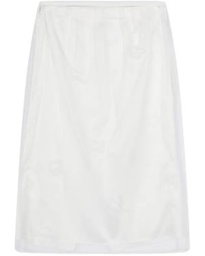 JNBY Mesh-Embroidered Layered Midi Skirt - White