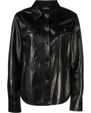 Tom Ford Calf-Leather Shirt - Black