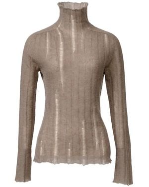 Fabiana Filippi Distressed Roll-Neck Jumper - Grey
