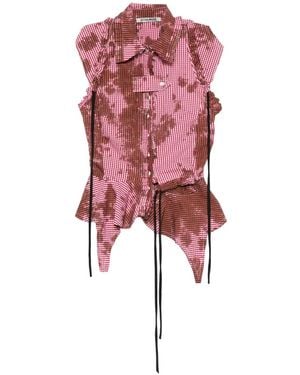OTTOLINGER Ruched Ruffled Blouse - Red