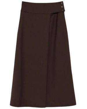 Co.Go Button-Fastening Wrap Midi Skirt - Brown