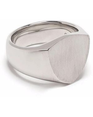Tom Wood Shield Satin Signet Ring - Metallic