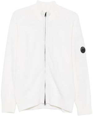 C.P. Company Jersey Con Cremallera Y Detalle Lens - Blanco
