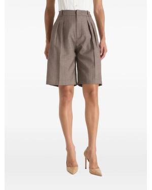 Manière De Voir Pinstripe Pleated Shorts - Grey