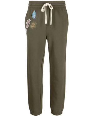 Zadig & Voltaire Floral-Embroidered Jersey Track Pants - Green