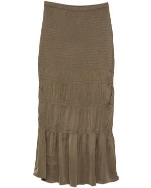 By Malene Birger Ilona Shirred Ruffled Maxi Skirt - Green