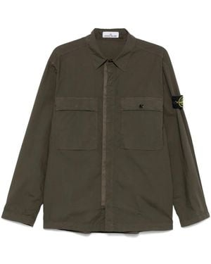 Stone Island Hemdjacke mit Kompass-Patch - Grün