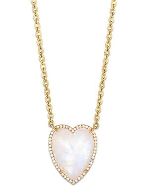 Irene Neuwirth Moonstone And Diamond Heart Necklace - White