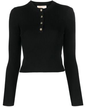 MICHAEL Michael Kors Button-Fastening Long-Sleeve Top - Black