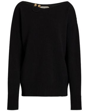 Alberta Ferretti Button-Embellished Boat-Neck Jumper - Black
