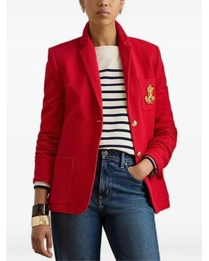 Ralph Lauren Bullion Logo-Embroidered Single-Breasted Blazer