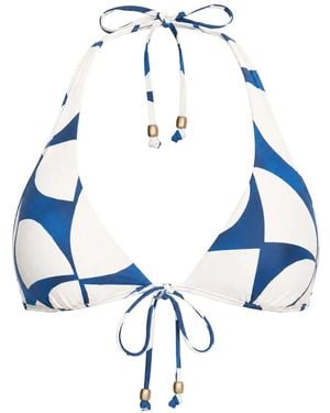 Seafolly Sunray Geometric-Print Halterneck Bikini Top - Blue