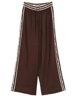 ALÉMAIS Pantalones Palazzo Lori Con Cordones Y Rayas Laterales - Marrón