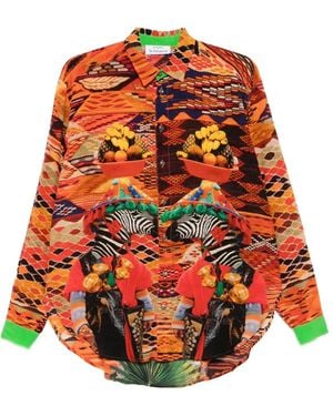 The Artistylist Zebra Graphic-Print Long-Sleeve Shirt - Red