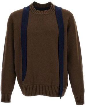 Sacai Scarf-Detail Sweater - Gray