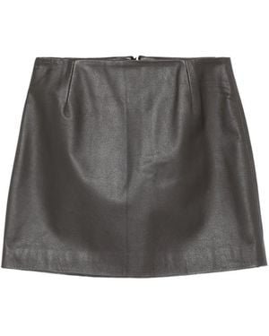 Blazé Milano Leather Mini Skirt - Grey