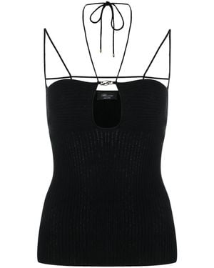 Blumarine Cut-Out Ribbed Knit Top - Black