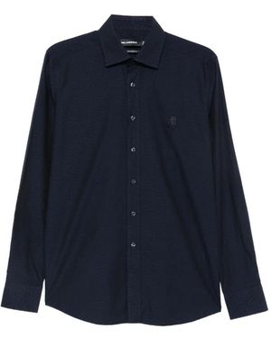 KARL LAGERFELD Floral-Embroidered Shirt - Blue